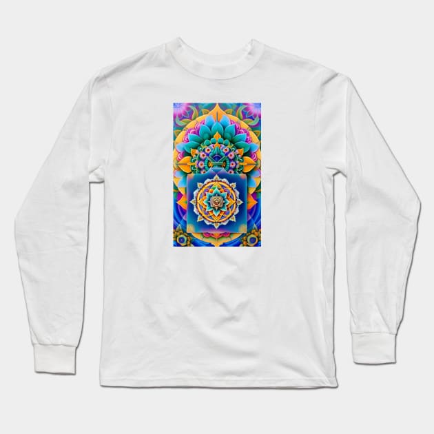 Sri Yantra Lotus Mandala Long Sleeve T-Shirt by mariasshop